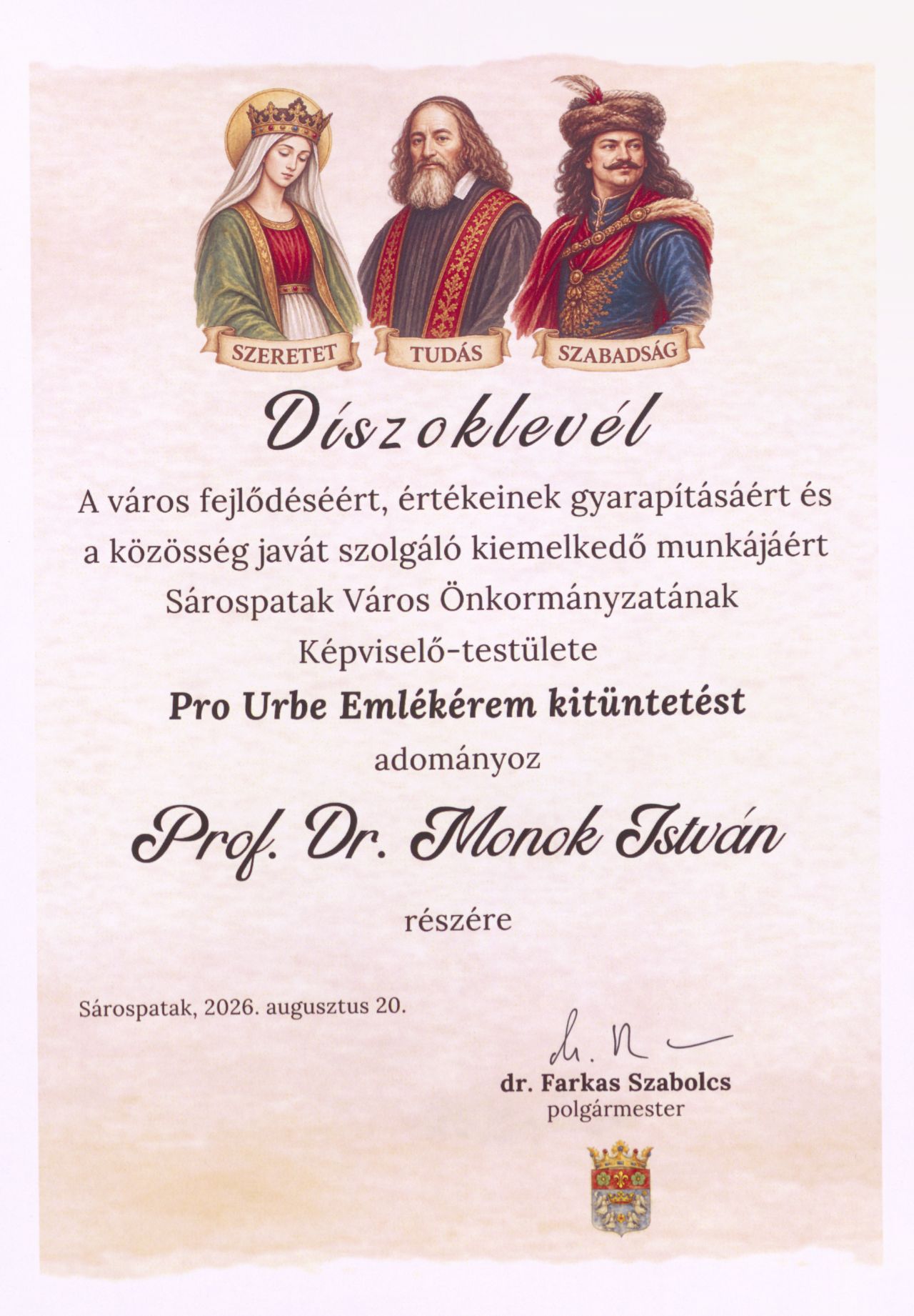 Pro Urbe Eml�k�rem